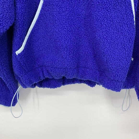 Wild Fable Jacket Blue Half Zip Faux Sherpa Anorak Hooded NWT - Picture 5 of 9